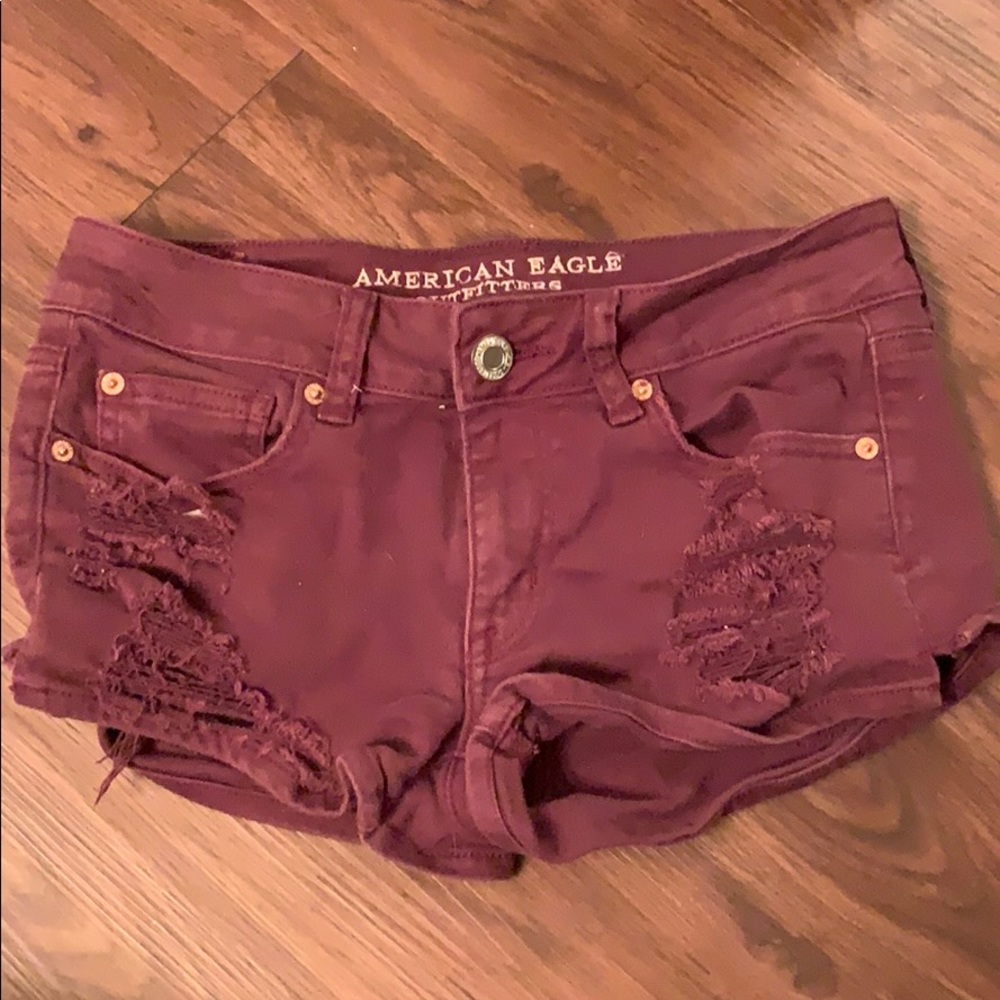 Maroon Jean Shorts